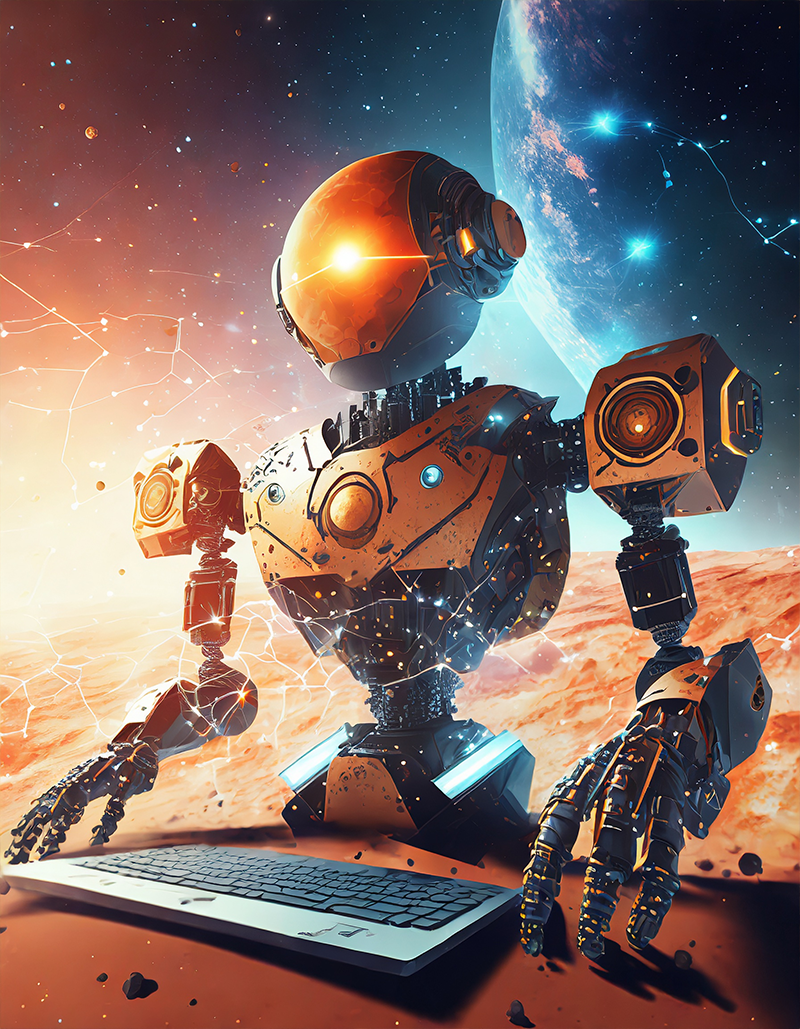 Robotor an einer Tastatur